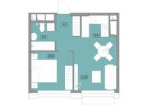 Планировка 2-комнатной квартиры, 36,36 м2