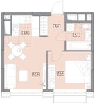 Планировка 2-комнатной квартиры, 37,8 м2