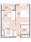 Планировка 2-комнатной квартиры, 44,6 м2