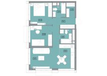 Планировка 3-комнатной квартиры, 65,88 м2