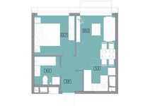 Планировка 2-комнатной квартиры, 35,21 м2