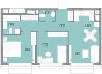 Планировка 3-комнатной квартиры, 59,72 м2