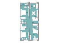 Планировка 4-комнатной квартиры, 87,28 м2