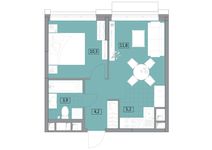Планировка 2-комнатной квартиры, 35,45 м2