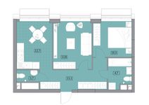 Планировка 2-комнатной квартиры, 54,34 м2