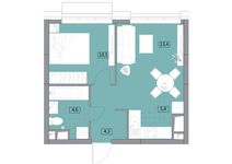 Планировка 2-комнатной квартиры, 38,2 м2