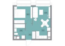 Планировка 2-комнатной квартиры, 36,43 м2