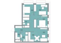 Планировка 4-комнатной квартиры, 78,9 м2