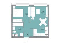 Планировка 2-комнатной квартиры, 38,36 м2