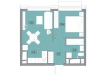Планировка 2-комнатной квартиры, 37,74 м2