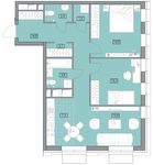 Планировка 3-комнатной квартиры, 75,1 м2