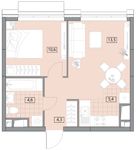 Планировка 2-комнатной квартиры, 38,7 м2