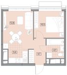 Планировка 2-комнатной квартиры, 37,71 м2