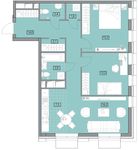 Планировка 3-комнатной квартиры, 76,9 м2