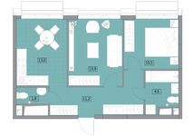 Планировка 2-комнатной квартиры, 54,97 м2