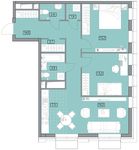 Планировка 3-комнатной квартиры, 77 м2