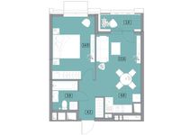 Планировка 2-комнатной квартиры, 42,98 м2