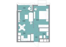 Планировка 2-комнатной квартиры, 43,9 м2