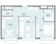 Планировка 2-комнатной квартиры, 54,6 м2