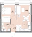 Планировка 2-комнатной квартиры, 37,1 м2