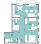 Планировка 3-комнатной квартиры, 75,8 м2