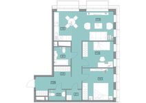 Планировка 3-комнатной квартиры, 75,7 м2