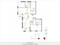 Планировка 4-комнатной квартиры, 174 м2