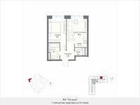 Планировка 1-комнатной квартиры, 43,8 м2