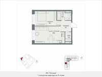 Планировка 1-комнатной квартиры, 49,7 м2