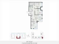 Планировка 3-комнатной квартиры, 82,5 м2