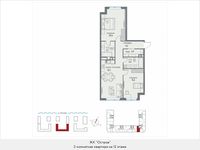 Планировка 2-комнатной квартиры, 83,6 м2