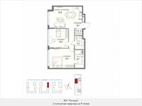 Планировка 2-комнатной квартиры, 84,5 м2