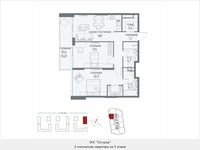 Планировка 2-комнатной квартиры, 87,4 м2