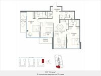 Планировка 3-комнатной квартиры, 124,9 м2