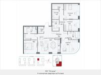 Планировка 4-комнатной квартиры, 136,6 м2