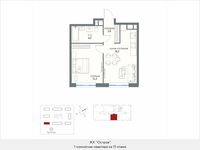 Планировка 1-комнатной квартиры, 42,3 м2