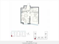 Планировка 1-комнатной квартиры, 44,7 м2