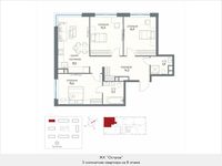 Планировка 3-комнатной квартиры, 87,7 м2