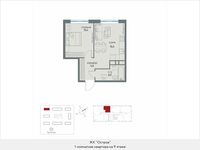 Планировка 1-комнатной квартиры, 40,6 м2