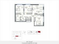 Планировка 3-комнатной квартиры, 87,5 м2
