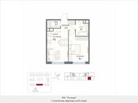 Планировка 1-комнатной квартиры, 45,7 м2