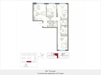 Планировка 3-комнатной квартиры, 98,8 м2