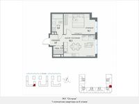 Планировка 1-комнатной квартиры, 46,3 м2
