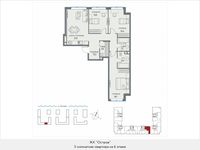 Планировка 3-комнатной квартиры, 94,9 м2