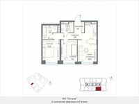 Планировка 2-комнатной квартиры, 63,1 м2