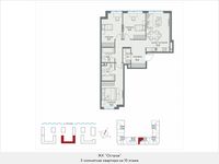 Планировка 3-комнатной квартиры, 93,2 м2