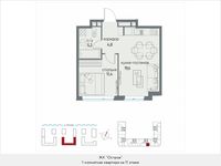 Планировка 1-комнатной квартиры, 41 м2