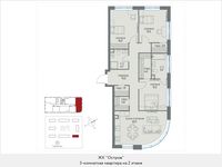 Планировка 3-комнатной квартиры, 98,6 м2