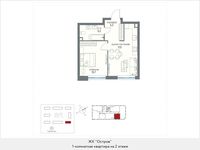Планировка 1-комнатной квартиры, 41,7 м2