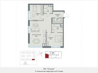 Планировка 2-комнатной квартиры, 74,9 м2
